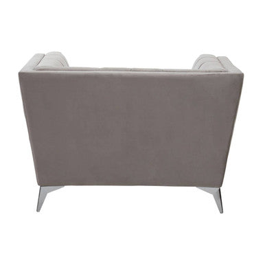 Hansa Grey Velvet Chair with Chrome Metal Legs