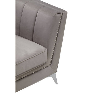 Hansa Grey Velvet Chair with Chrome Metal Legs