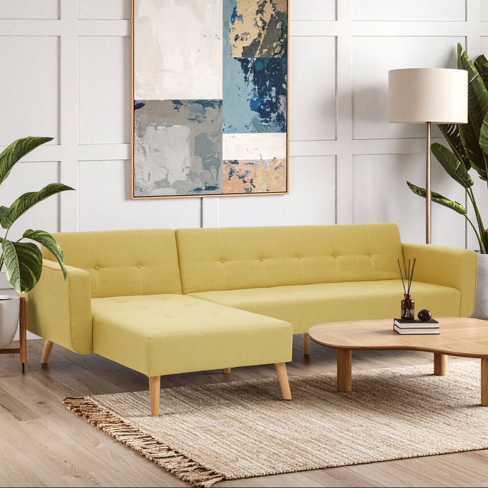Olive Linen Corner Sofas Bed Hagen | Hansa