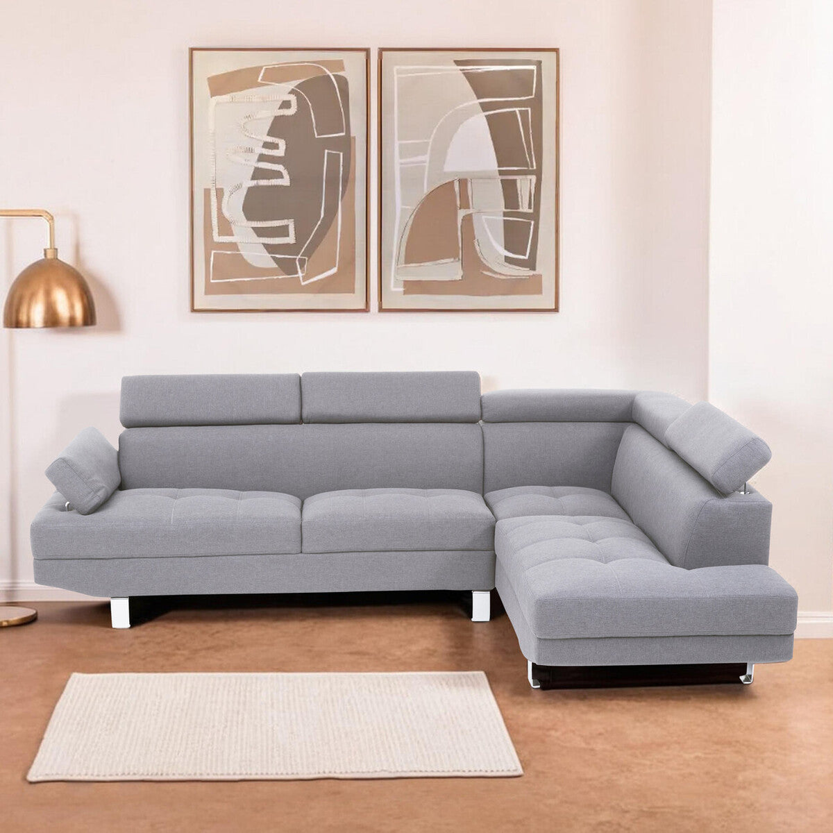 Grey Linen Corner Sofas | Hanover