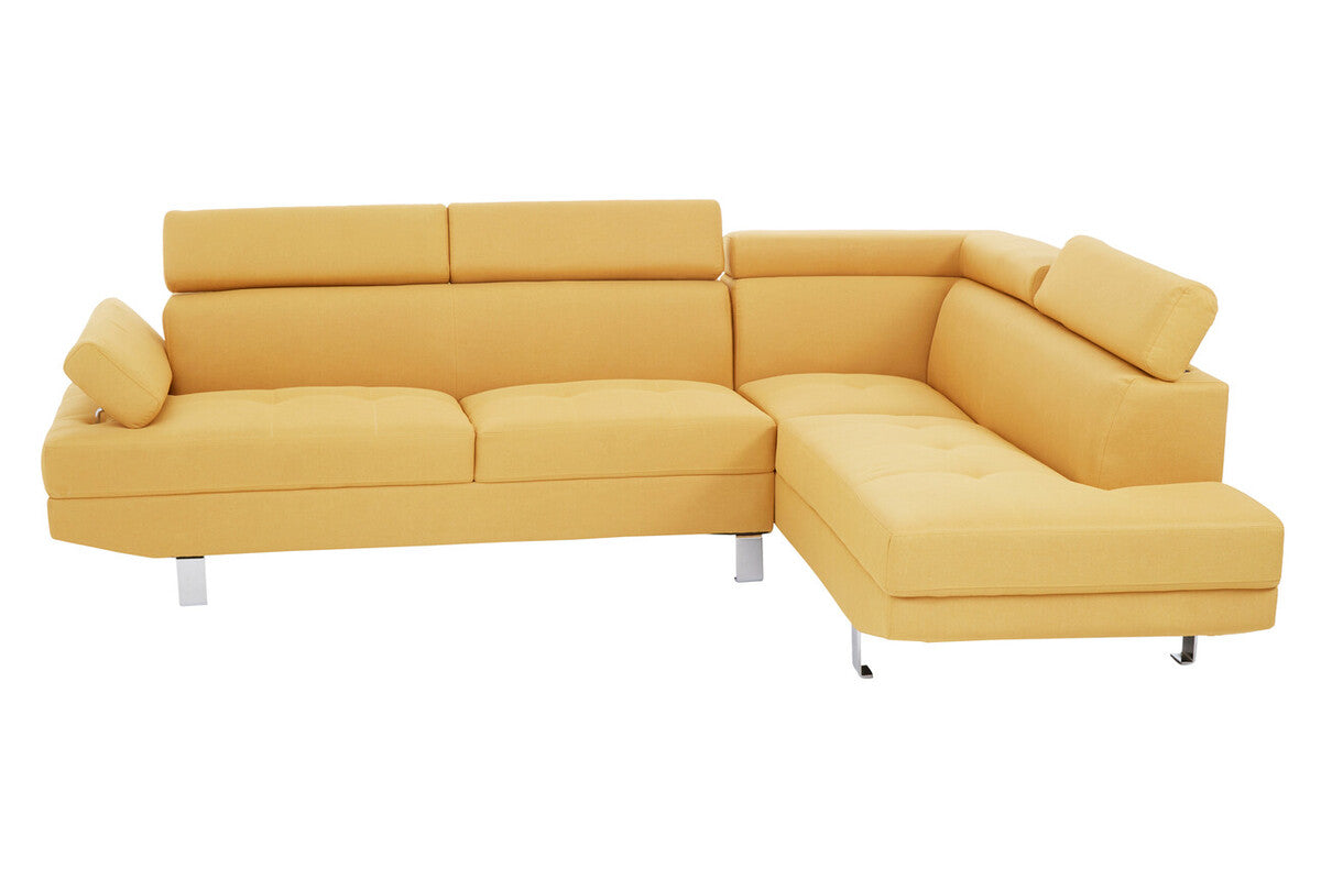Ochre Linen Corner Sofa with Adjustable Headrests | Hanover