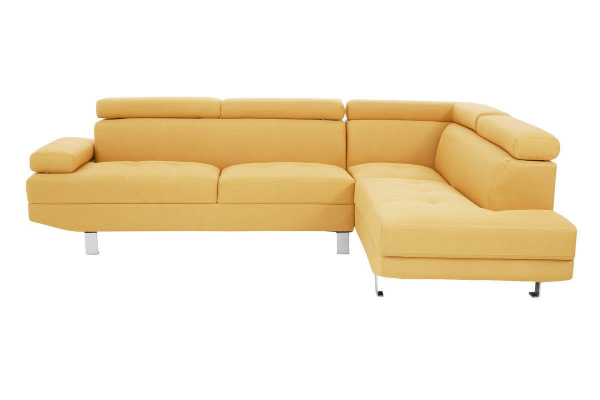 Ochre Linen Corner Sofa with Adjustable Headrests | Hanover