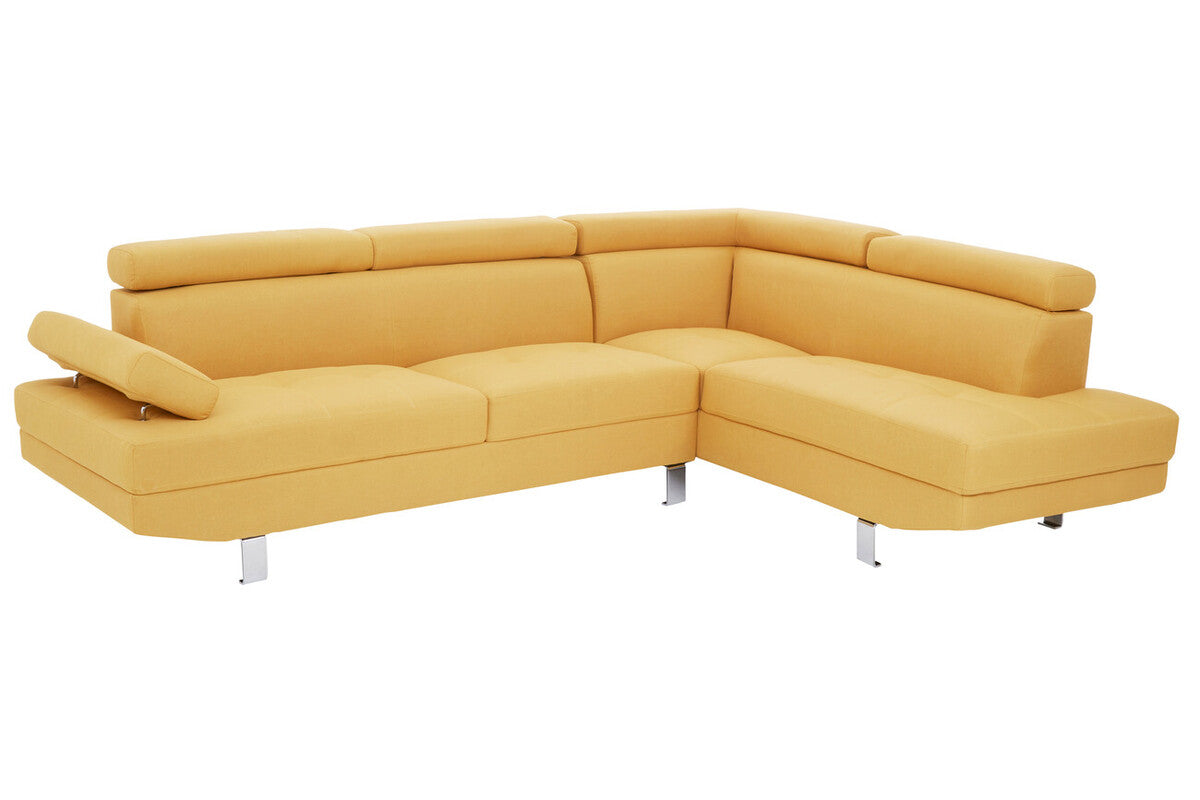 Ochre Linen Corner Sofa with Adjustable Headrests | Hanover