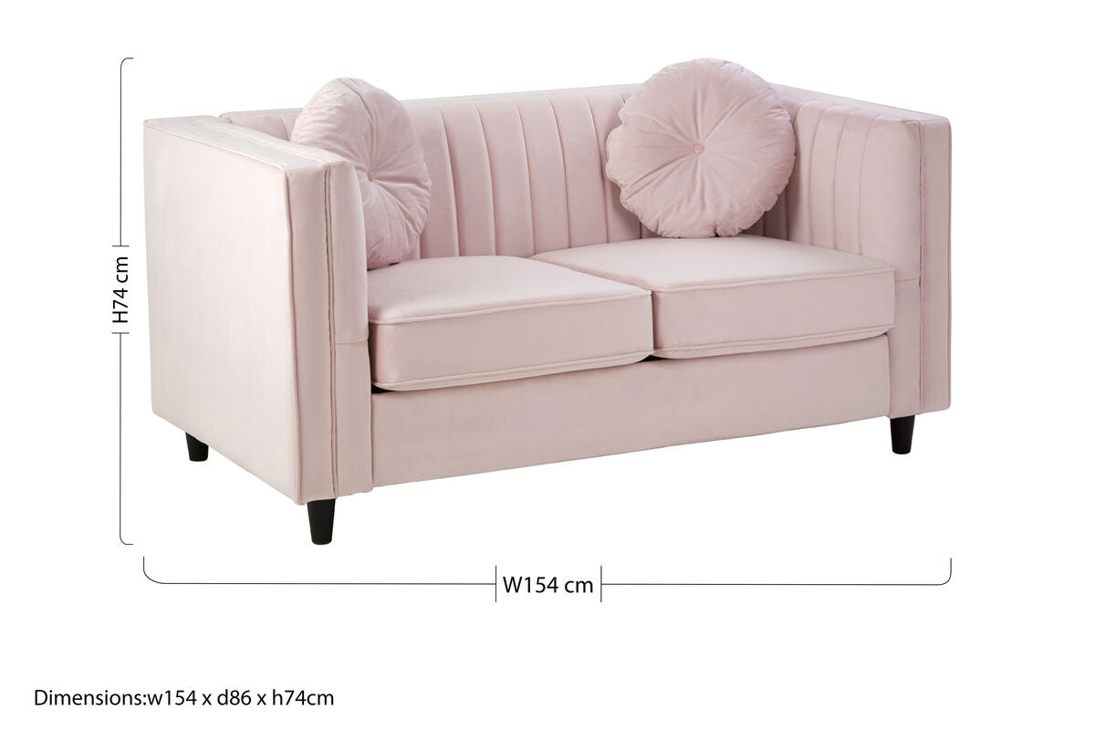 Farah 2 Seat Pink Velvet Sofa