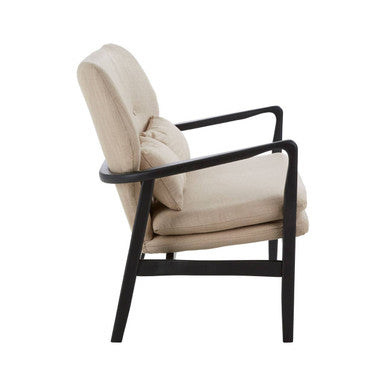 Stockholm 2 Seat Beige Sofa With Black Wood Frame