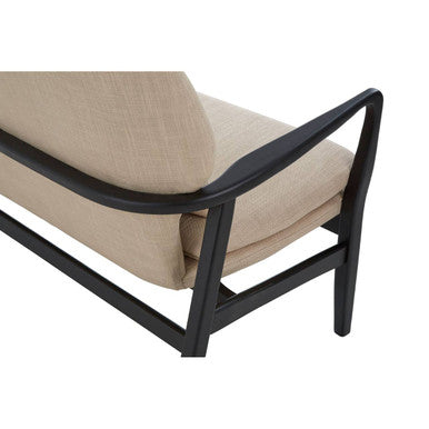 2 Seater Beige Sofa with Black Wood Frame, Stockholm