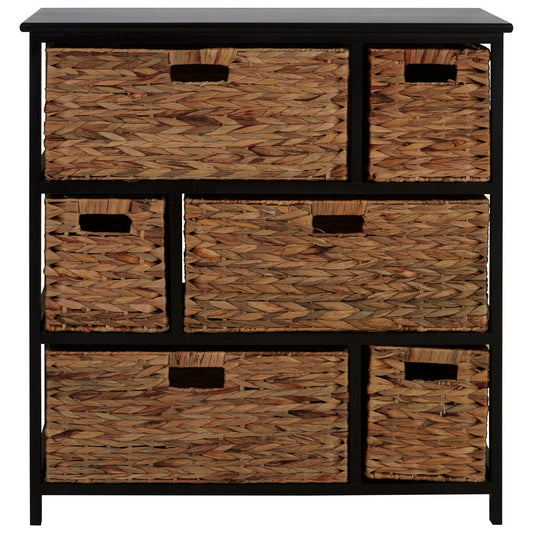 Padstow 6 Drawers Black Frame Storage Unit