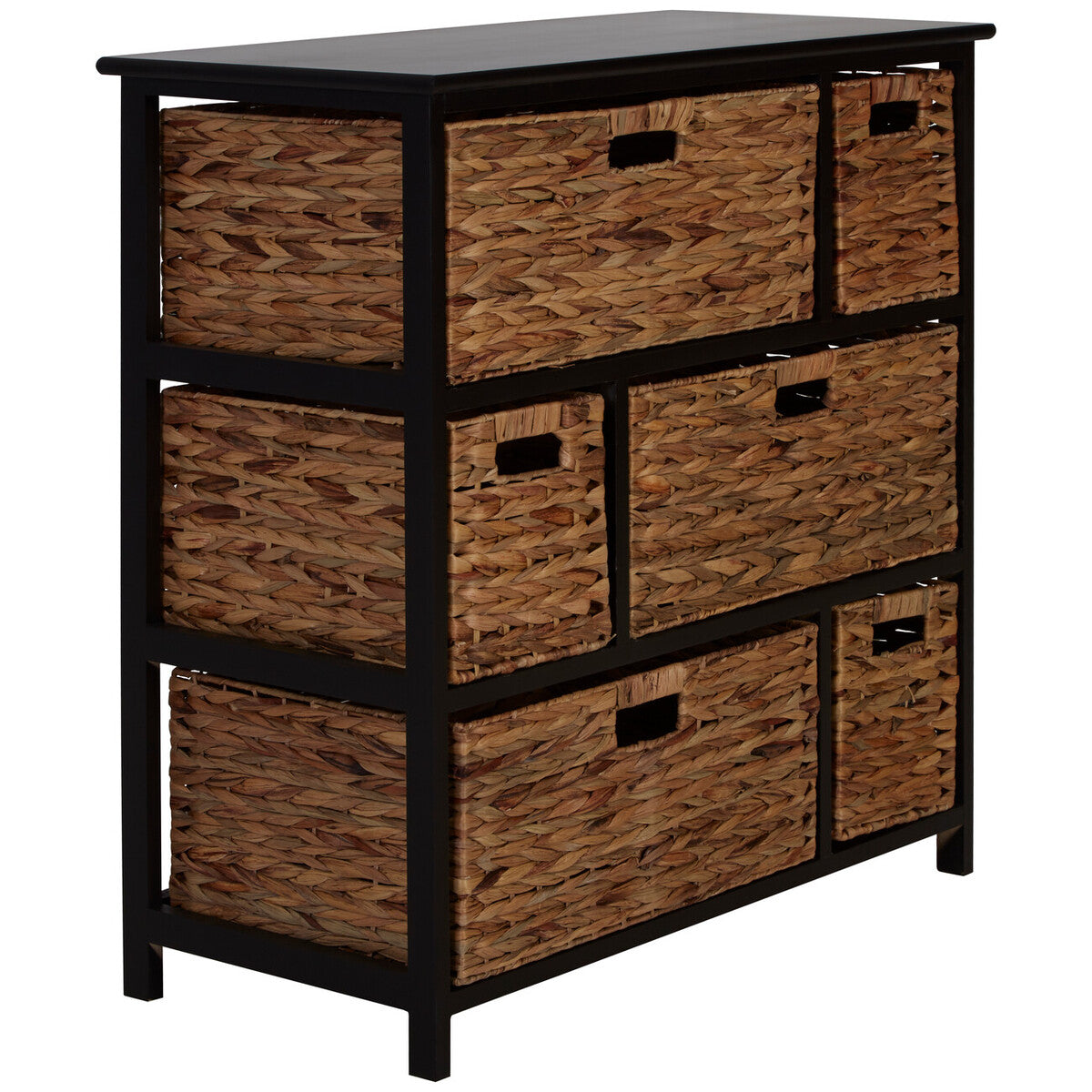 Padstow 6 Drawers Black Frame Storage Unit