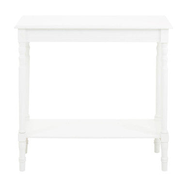 White Wooden Rectangular Console Table with Lower Shelf and Spindle Legs | Heritage