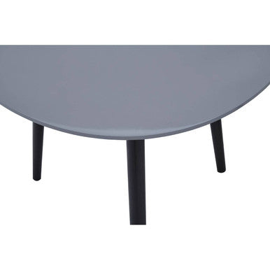 Set of 2 Grey Wooden Triangular Nesting Tables with Black Natural Wood Legs | Nostra