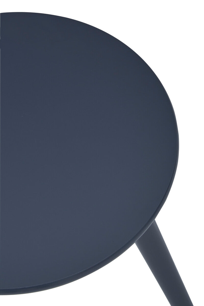 Dark Grey Round Top Wooden Side Table with Natural Wood Legs and Gold Trim | Nostra