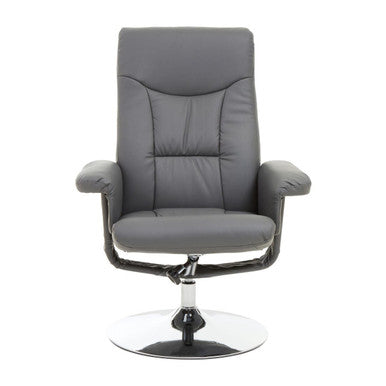 Denton Grey Leather Effect Recliner