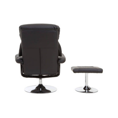 Denton Black Leather Effect Reclining Chair And Footstool