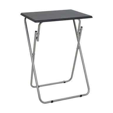 Black Wooden Top Folding Table with Silver Frame, Bernie