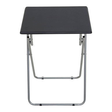 Black Wooden Top Folding Table with Silver Frame, Bernie
