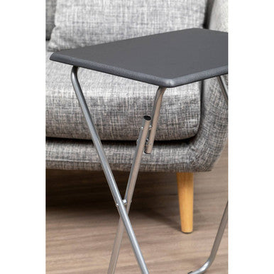 Black Wooden Top Folding Table with Silver Frame, Bernie
