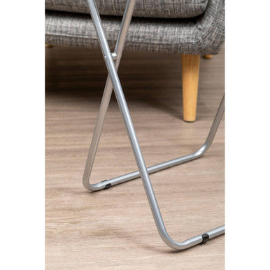 Black Wooden Top Folding Table with Silver Frame, Bernie