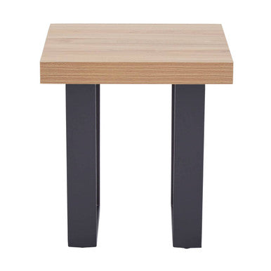 Natural Wood Square Side Table with U-Shaped Base, Oakton