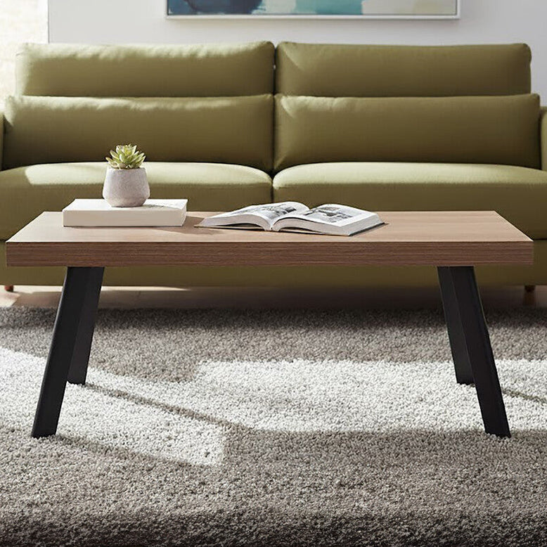 Natural Wood Rectangular Coffee Table with U-Shaped Base | Oakwill