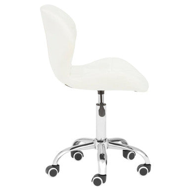 Franki White Velvet Quilted Home Office Chair