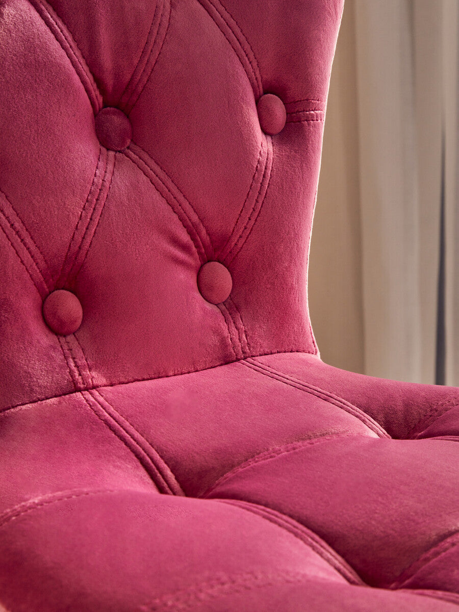 Fayth Pink Velvet Buttoned Home Office Chair