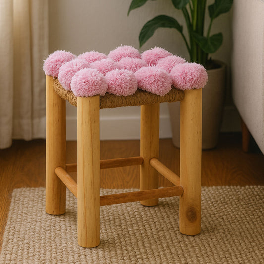 West Village Pink Pom Pom Stool