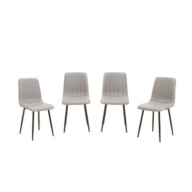 Tiana Set Of 4 Light Grey Leather Effect Dining Chairs