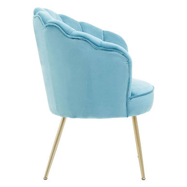 Ovala Aqua Velvet Scalloped Chair