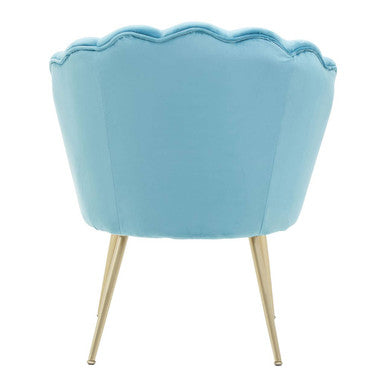 Ovala Aqua Velvet Scalloped Chair