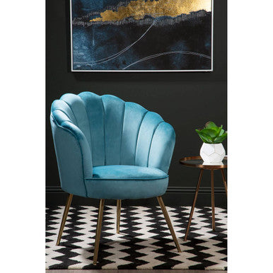 Ovala Aqua Velvet Scalloped Chair
