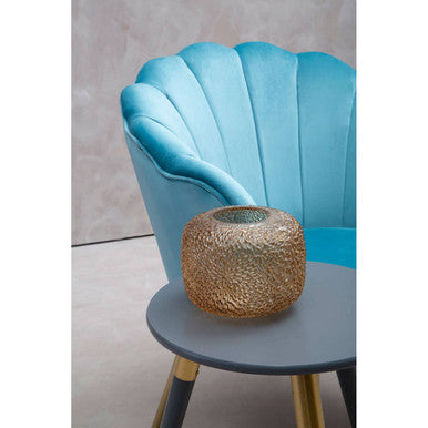 Ovala Aqua Velvet Scalloped Chair