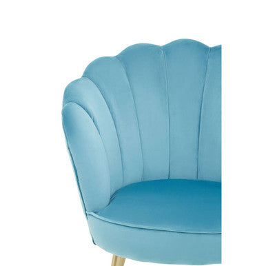 Ovala Aqua Velvet Scalloped Chair