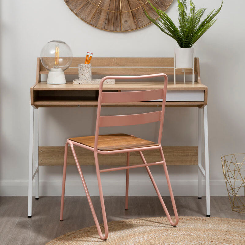Natural Oak Veneer Effect One Drawer Desk | Bradbury