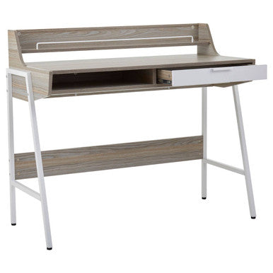 Light Oak Veneer Effect One Drawer Desk, Bradbury