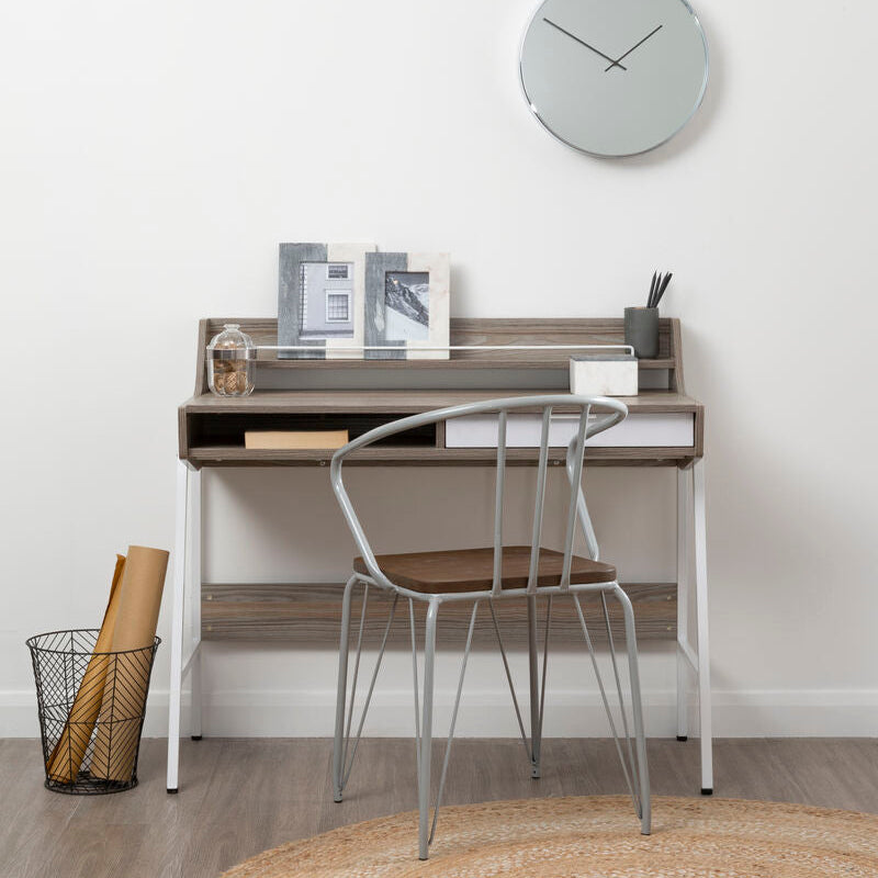 Light Oak Veneer Effect One Drawer Desk, Bradbury