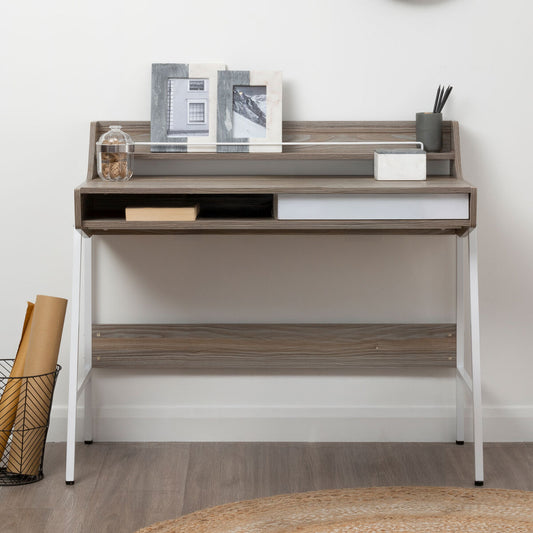 Light Oak Veneer Effect One Drawer Desk, Bradbury