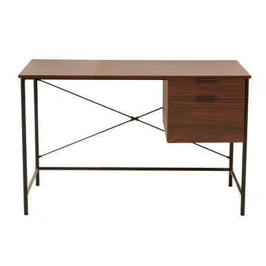 Dark Brown Walnut Veneer Effect Desk With Drawers, Bradbury