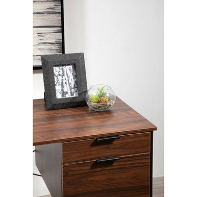 Dark Brown Walnut Veneer Effect Desk With Drawers, Bradbury