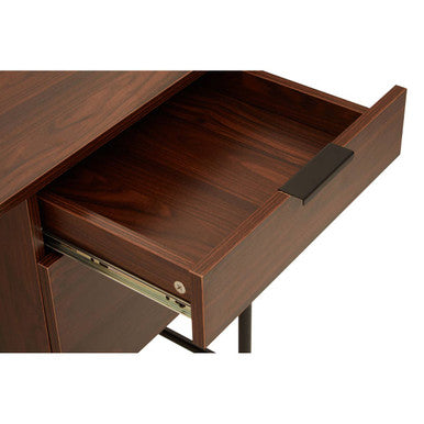 Dark Brown Walnut Veneer Effect Desk With Drawers, Bradbury