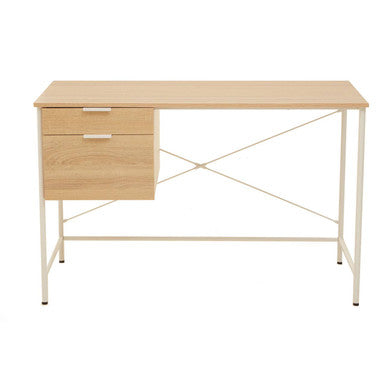 Natural Oak Veneer Desk with Drawers | Bradbury