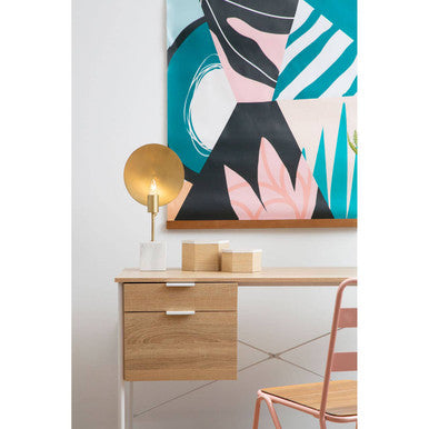 Natural Oak Veneer Desk with Drawers | Bradbury