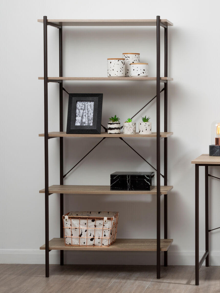 Five Tier Grey Oak Shelf Unit | Bradbury