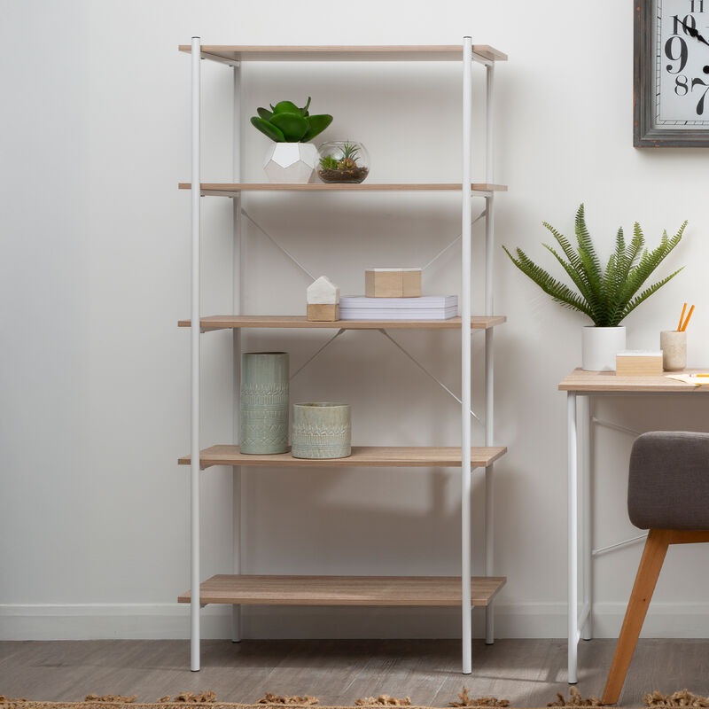 Five Tier Natural Oak Shelf Unit | Bradbury
