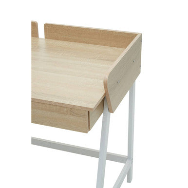 Natural Oak Veneer Effect Top One Drawer Desk | Bradbury