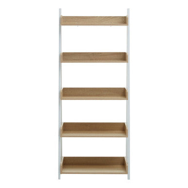 Bradbury Five Tier Natural Oak Ladder Shelf Unit