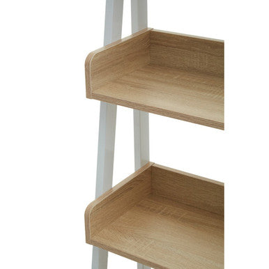 Bradbury Five Tier Natural Oak Ladder Shelf Unit