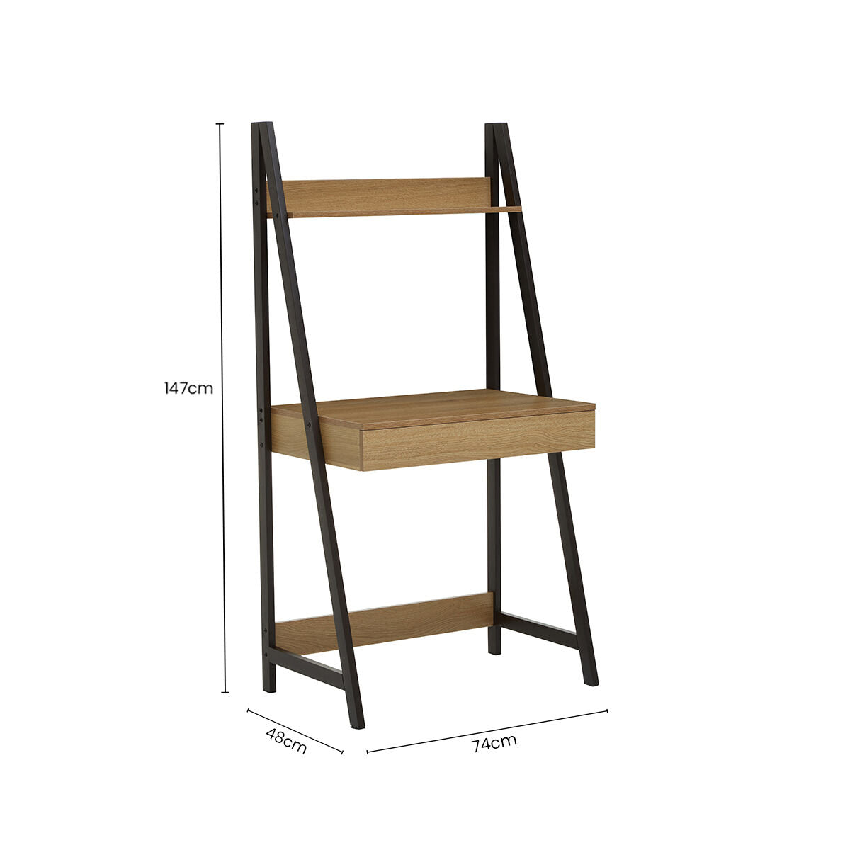 Natural Oak Effect Desk with Metal Frame | Bradbury