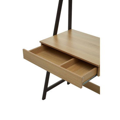 Natural Oak Effect Desk with Metal Frame | Bradbury