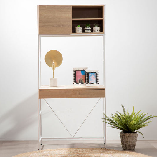 Natural Oak Veneer Effect 2 Drawer Desk, Bradbury