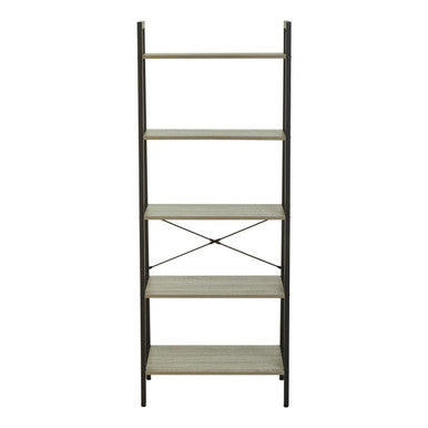 Five Tier Grey Oak Veneer Ladder Shelf Unit | Bradbury